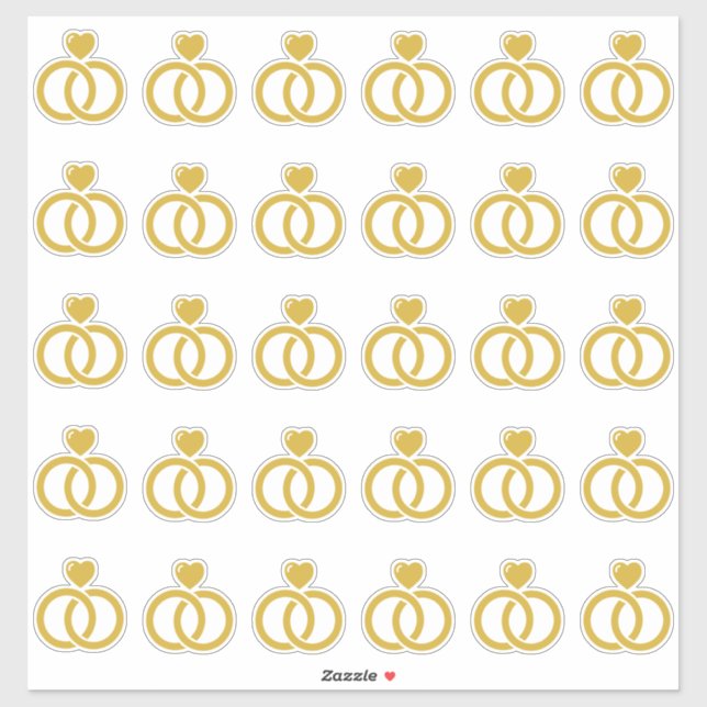 Sticker Bague Mariage moderne Kiss-Cut (Feuille)