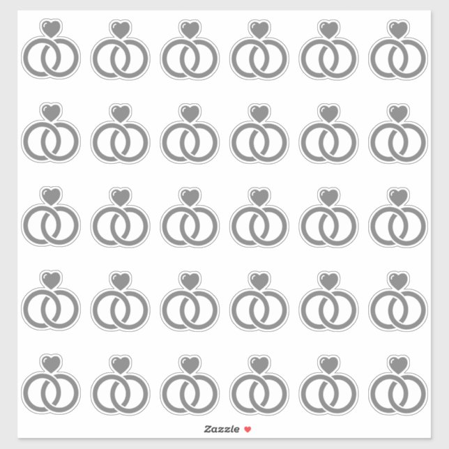 Sticker Bague Mariage moderne Kiss-Cut (Feuille)