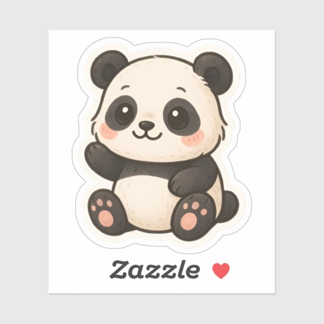 Sticker Baguette adorable Kawaii Panda - animal mignon (Feuille)