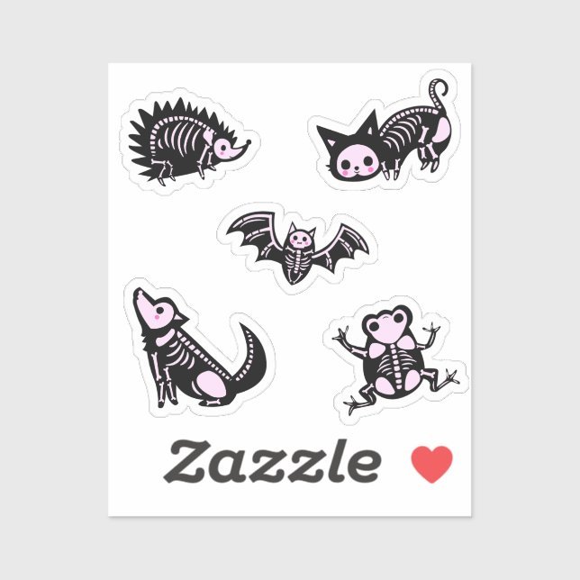 Sticker Baguette autocollante pour squelettes animaux mign (Feuille)