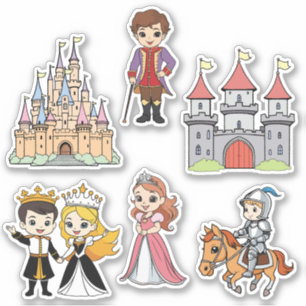Sticker Baguette caricature Fairytale Princesse et chevali