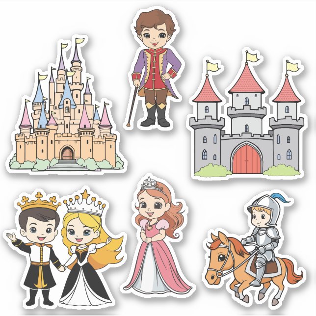 Sticker Baguette caricature Fairytale Princesse et chevali (Devant)