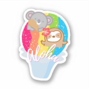 Sticker Baguette de glace à raser arc-en-ciel Aloha