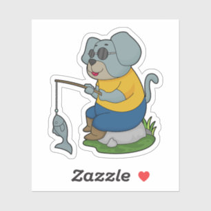 Sticker Baguette de pêche du chien