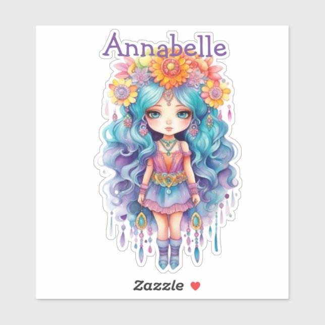 Sticker Baguette en vinyle coupé sur mesure avec fleurs (Feuille)