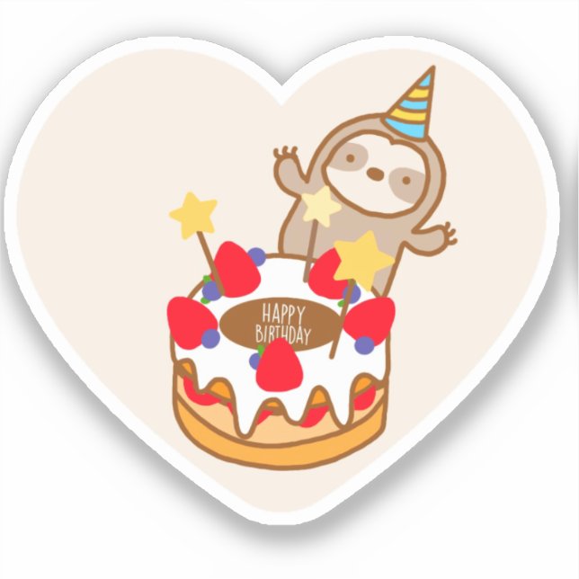 Sticker Baguette en vinyle de gâteau d'anniversaire mignon (Recto)