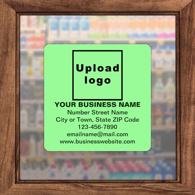 Sticker Baguette en vinyle grand Carré (Advertise your business. Your business brand on light green square vinyl sticker.)