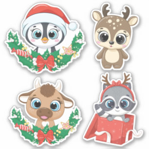 Sticker Baguettes d'animaux de Noël