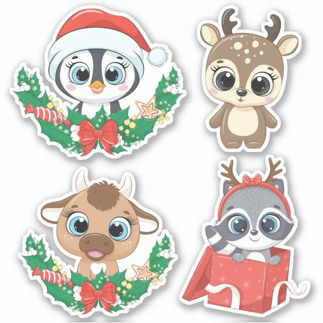 Sticker Baguettes d'animaux de Noël (Devant)