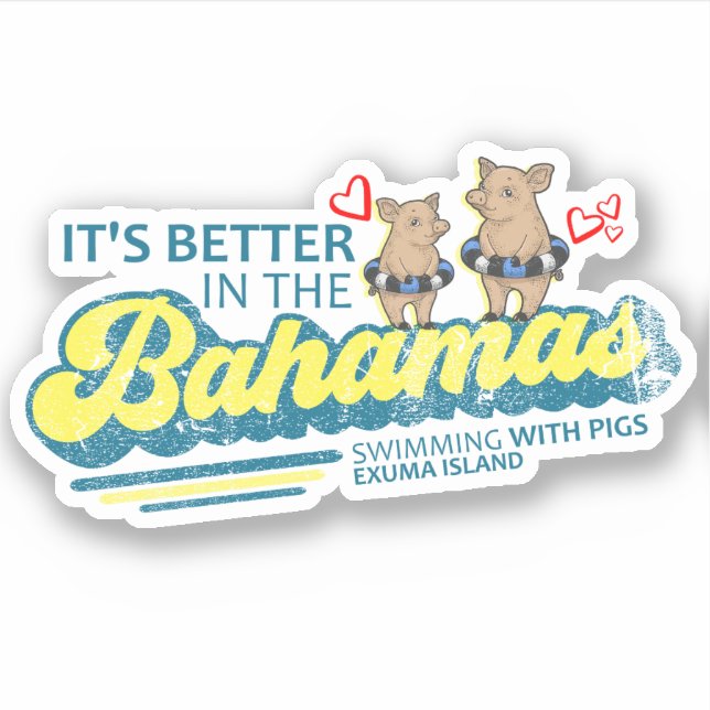 Sticker Bahamas Exuma Pigs Vacances Cruise (Devant)