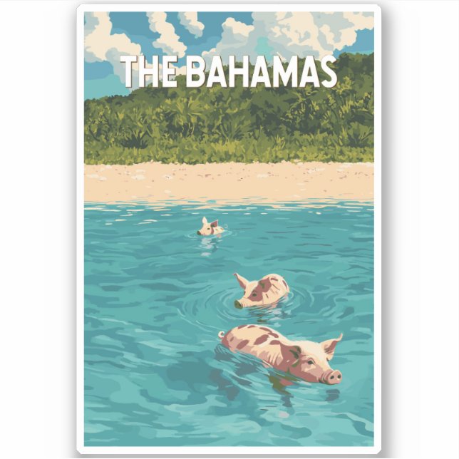 Sticker Bahamas Illustration Voyage Art Vintage (Devant)