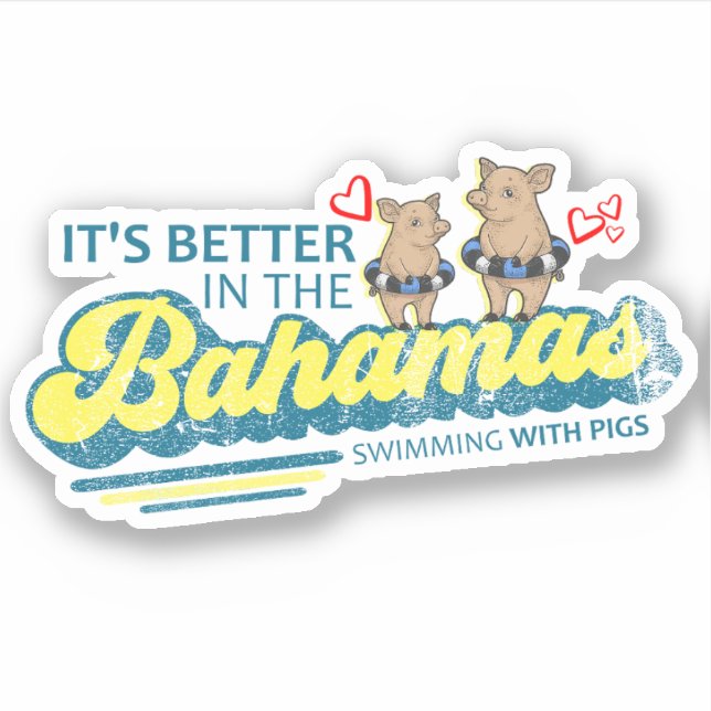 Sticker Bahamas Pigs de natation Vacances Croisièr (Devant)