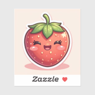 Sticker Baie Rougissante – Fraise Kawaii avec un Visage Mi
