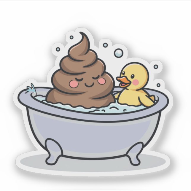 Sticker Baignoire Caca et Canard (Devant)