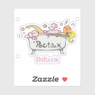 Sticker Baignoire mignonne dessin animé - Relaxation Chill