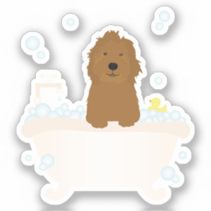 Sticker Bain à bulle Goldendoodle mignon
