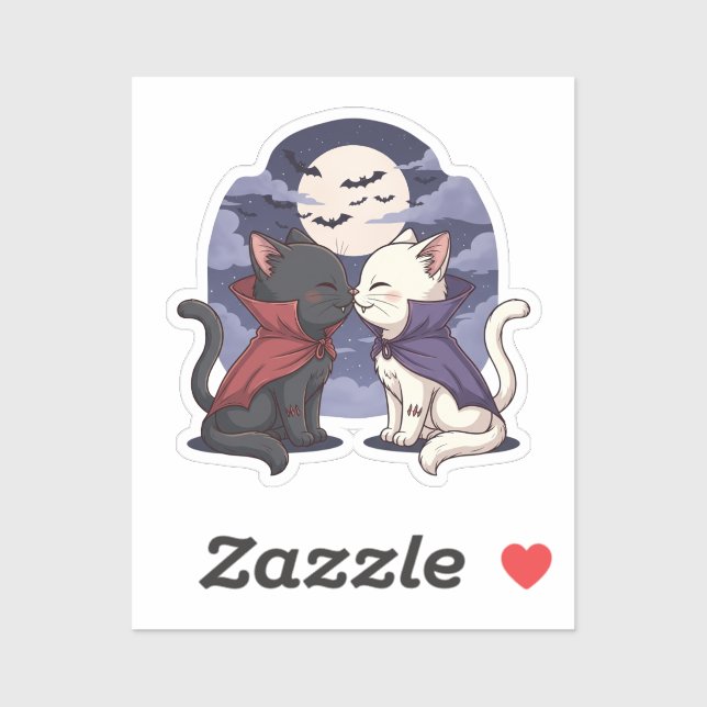 Sticker Baiser de chat vampire - Halloween gothique mignon (Feuille)