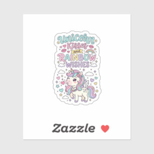 Sticker Baisers de licorne et voeux d'arc-en-ciel Raisin p