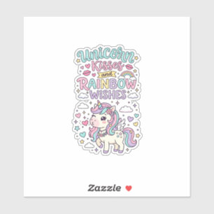 Sticker Baisers de licorne et voeux d'arc-en-ciel Raisin p