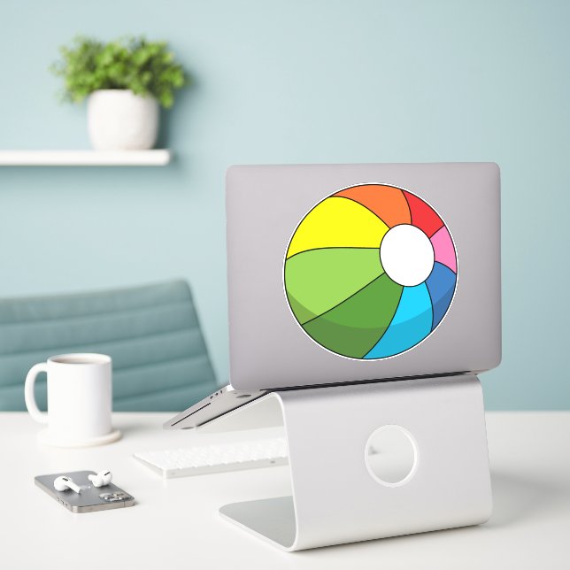 Sticker Bal De Plage Coloré (Ordinateur portable sur le bureau)