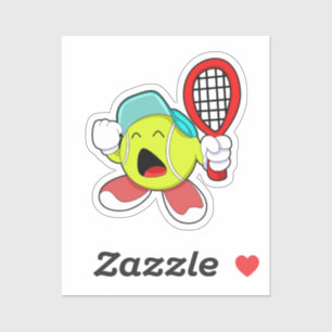 Sticker Bal de tennis avec raquette de tennis