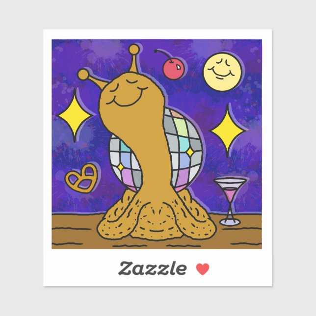 Sticker Bal Disco Snail Cute Happy New Year Vinyl (Feuille)