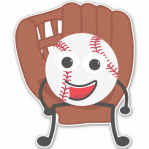 Sticker Bal et gant de baseball en caricature