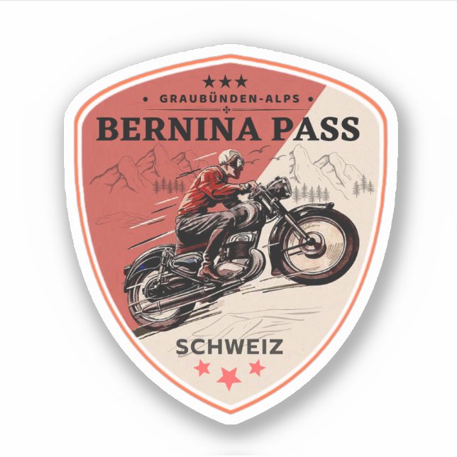 Sticker Balade en moto Bernina pass alpes suisses (Devant)