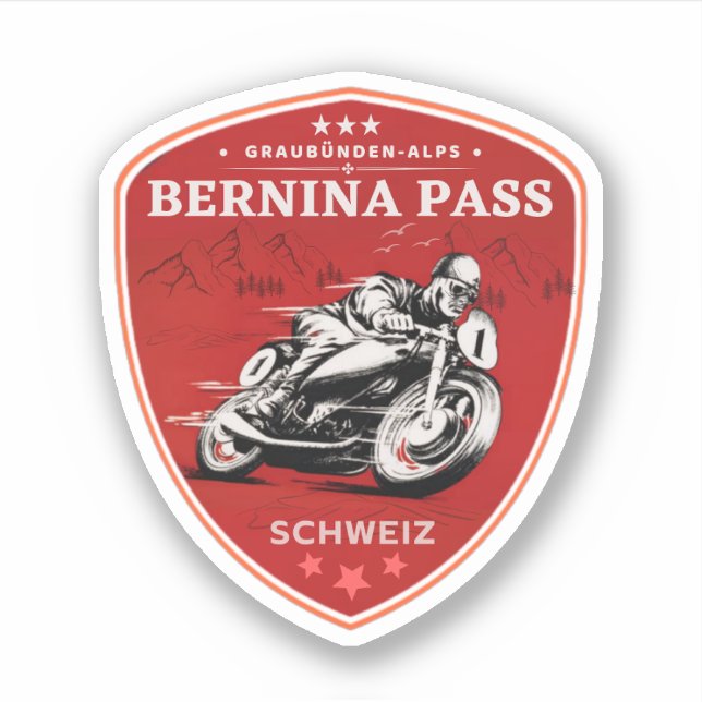 Sticker Balade en moto Bernina pass alpes suisses (Devant)