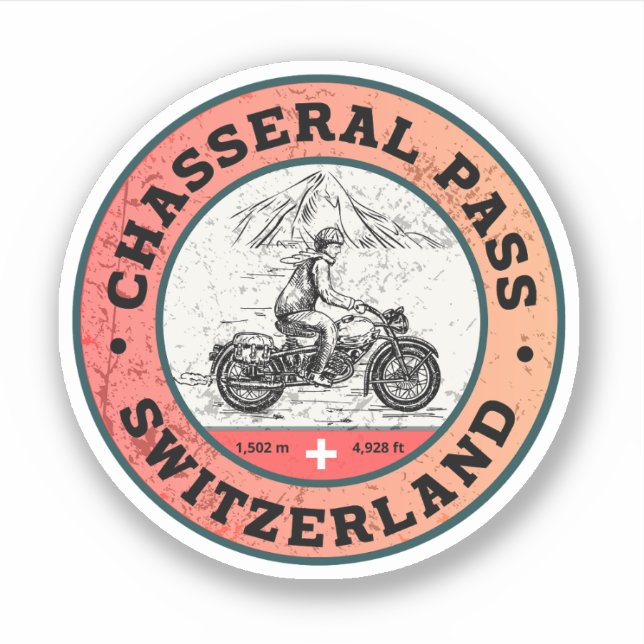 Sticker Balade en moto Chasseral Pass alpes suisses (Devant)