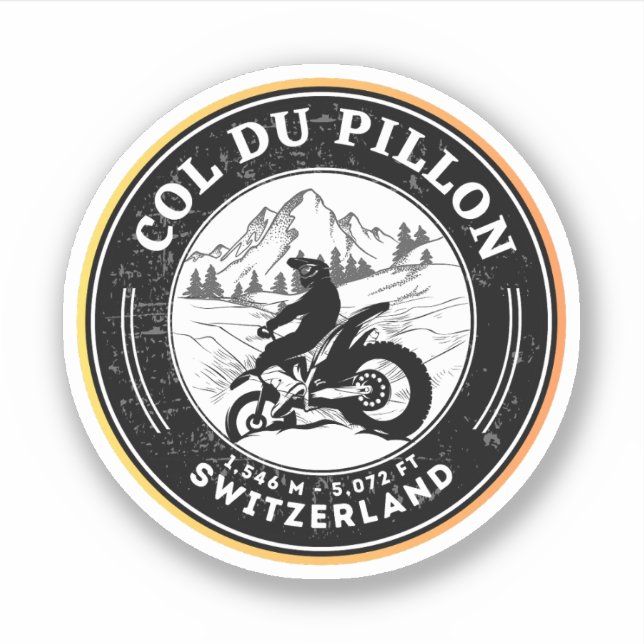 Sticker Balade en moto Col du Pillon alpes suisses (Devant)
