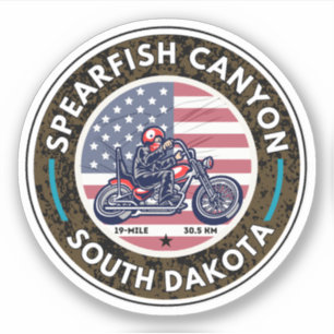 Sticker Balade en moto du canyon de Spearfish Sturgis Blac