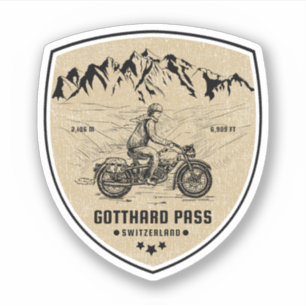 Sticker Balade en moto Gotthard Pass alpes suisses