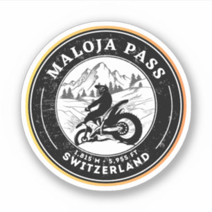 Sticker Balade en moto Maloja Pass alpes suisses