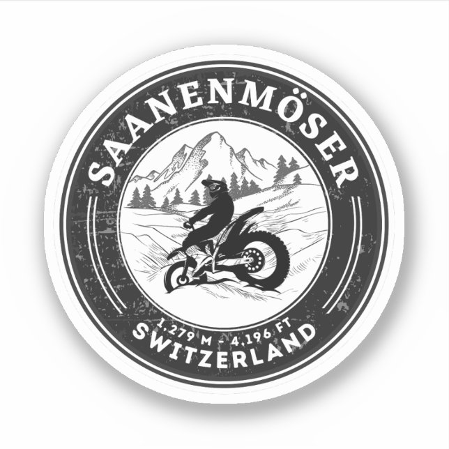 Sticker Balade en moto Saanenmöser Pass alpes suisses (Devant)