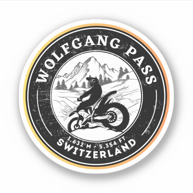 Sticker Balade en moto Wolfgang Pass alpes suisses (Devant)