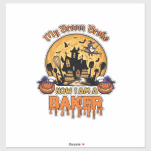 Sticker Balai Brisé Pâtissier Halloween Sorcière Chef Citr