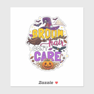 Sticker Balai Cheveux N'importe Halloween Sorcière Chapeau