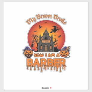 Sticker Balai de barbier Casse la citrouille d'Halloween t