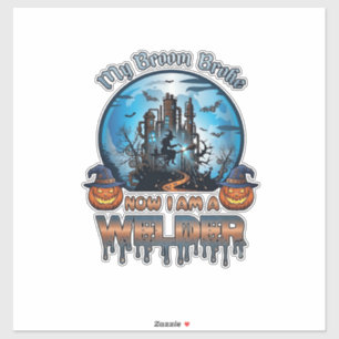 Sticker Balai Soudure Brisée Sorcière Usine Citrouilles Ha