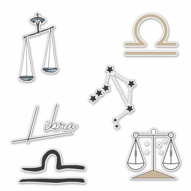 Sticker Balance de la justice astrologie zodiaque or noir (Devant)