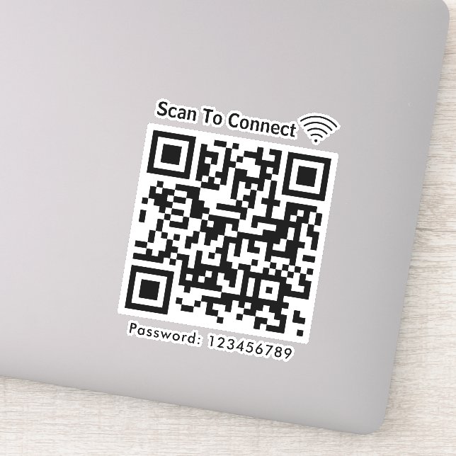Sticker Balayage Wifi Pour Connecter Mot De Passe Code Qr  (Détail)