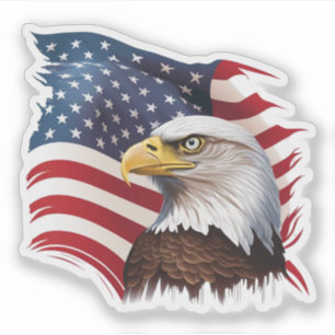 Sticker Bald Eagle & American Flag Patriotique USA