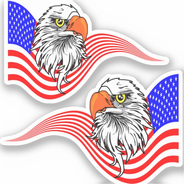 Sticker Bald Eagle American USA Flag Patriotic Art   (Recto)