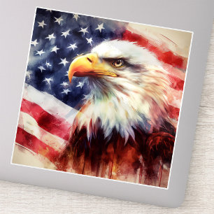 Sticker Bald Eagle avec drapeau des États-Unis d'Amérique