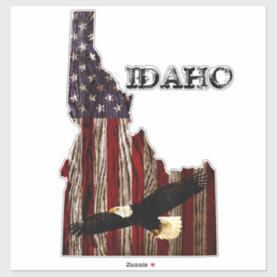 STICKER BALD EAGLE BURNT WOOD - IDAHO PATRIOT CLR