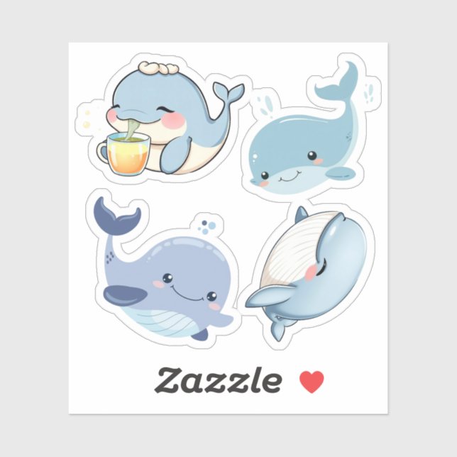 Sticker Baleine mignonne (Feuille)
