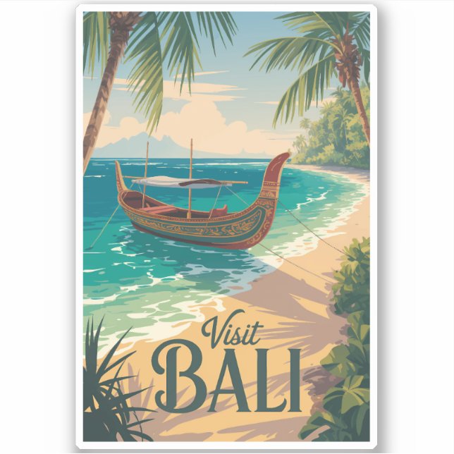 Sticker Bali Indonesia Illustration Travel Art Vintage (Devant)