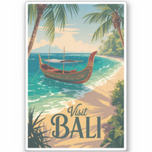 Sticker Bali Indonésie Illustration Art de Voyage Vintage