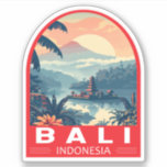 Sticker Bali Indonésie Travel Art Vintage<br><div class="desc">Conception de voyage vectorielle rétro Bali. Bali est une île du sud-est asiatique réputée pour ses plages,  ses temples et sa culture. Elle abrite également la vie marine,  des parcs safaris et des oeuvres d'art.</div>